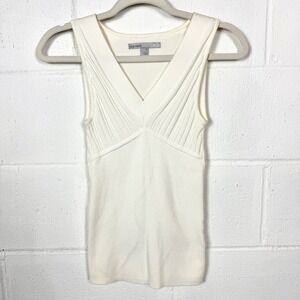 Old Navy Sleeveless Babydoll Sweater Y2K (09) Cream Deep-V Siren Office Retro XS